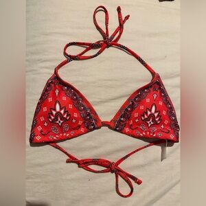 SHEIN Orange Bandana Print Bikini Top